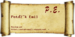 Peták Emil névjegykártya